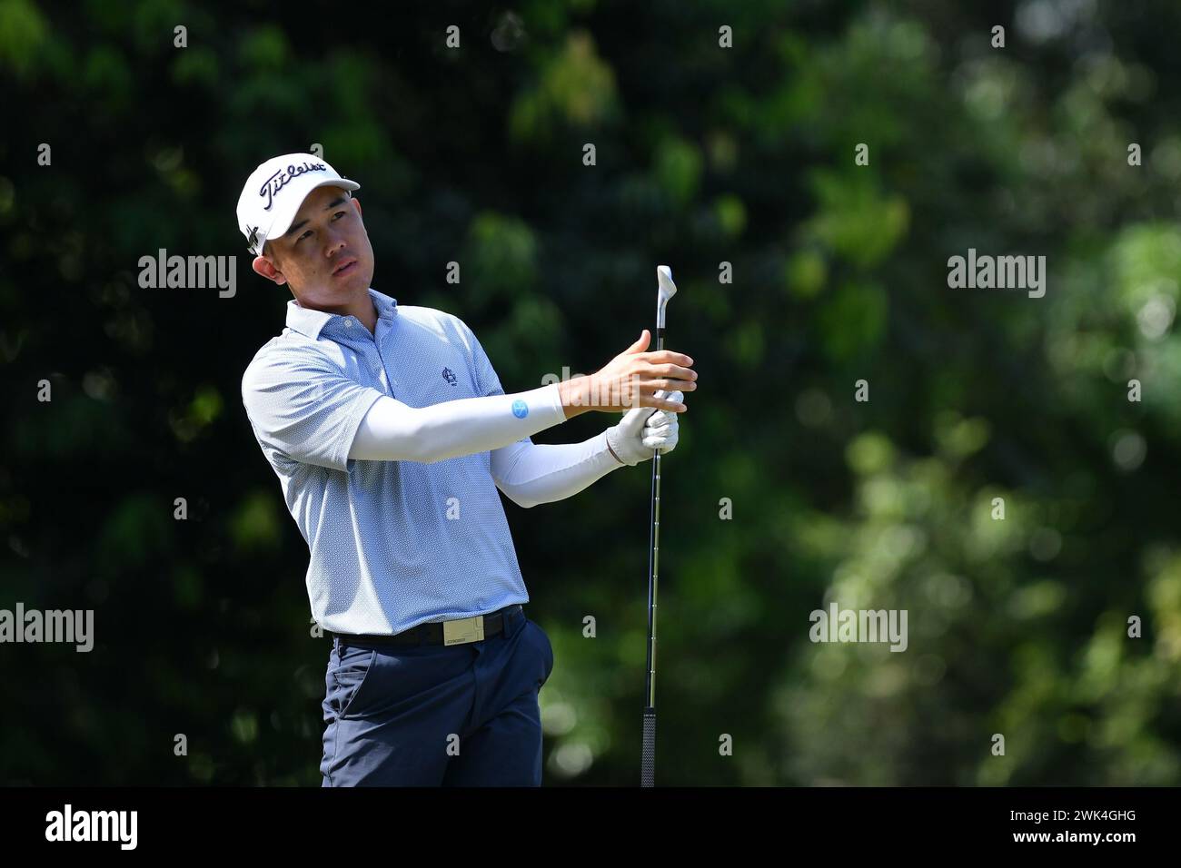 SERDANG FEB 18 Kevin Yuan of Australia react after shot his tee at
