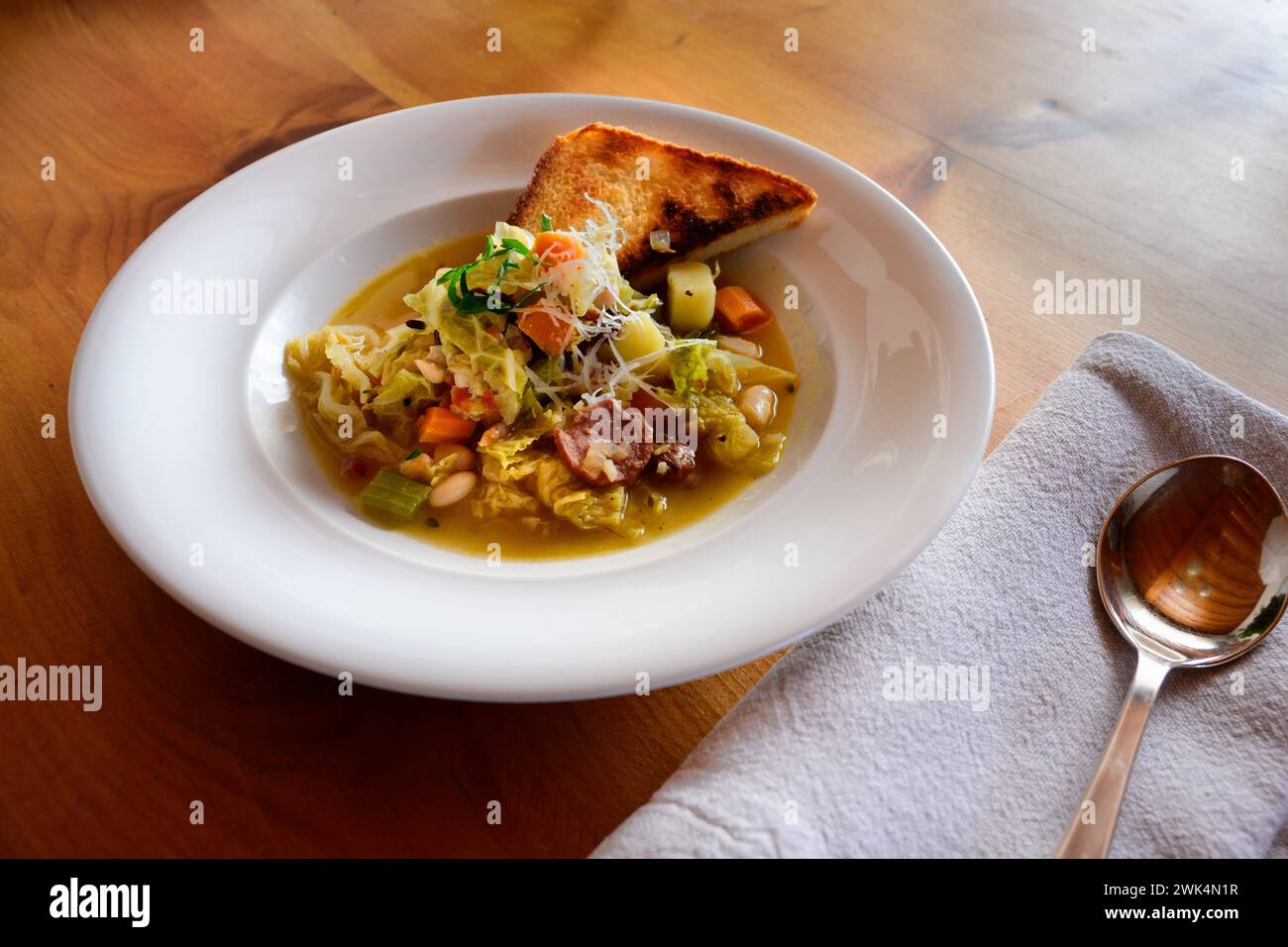 Ribollita Italian Bread and Bean Soup from Tuscany with Winter Vegetables Stock Photo
