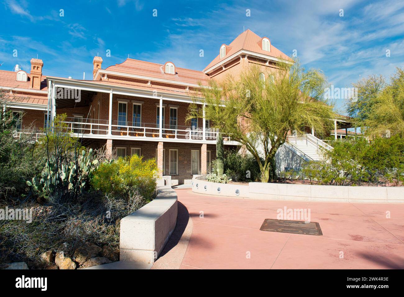 Outside the Old Main building which from this side faces East, the center of the University of Arizona, Tucson Stock Photo