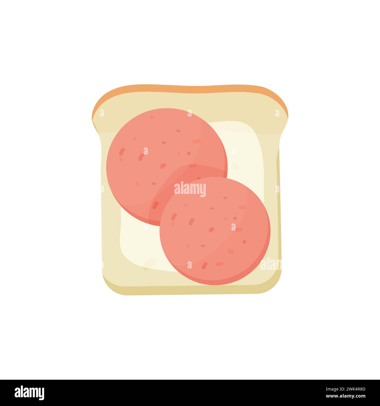sandwich, toast with sausage and butter. vector  on white background Stock Vector