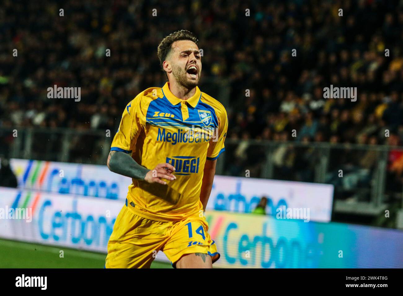 Frosinone, Italy. 18th Feb, 2024. Francesco Gelli of Frosinone Calcio during Frosinone Calcio vs AS Roma, Italian soccer Serie A match in Frosinone, Italy, February 18 2024 Credit: Independent Photo Agency/Alamy Live News Stock Photo