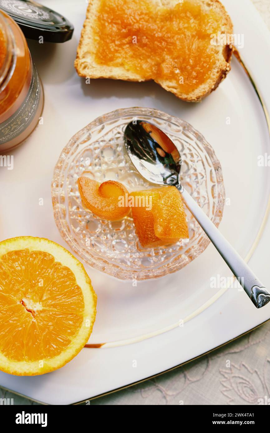 traditional greek dessert with orange, homemade Stock Photo