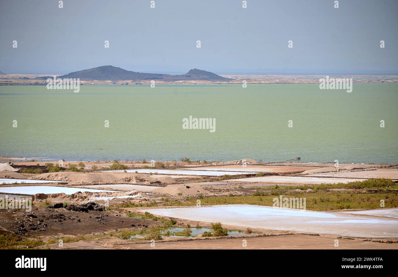 Danakil depression.Salt flats near Lake Afdera in the Afar region Stock Photo