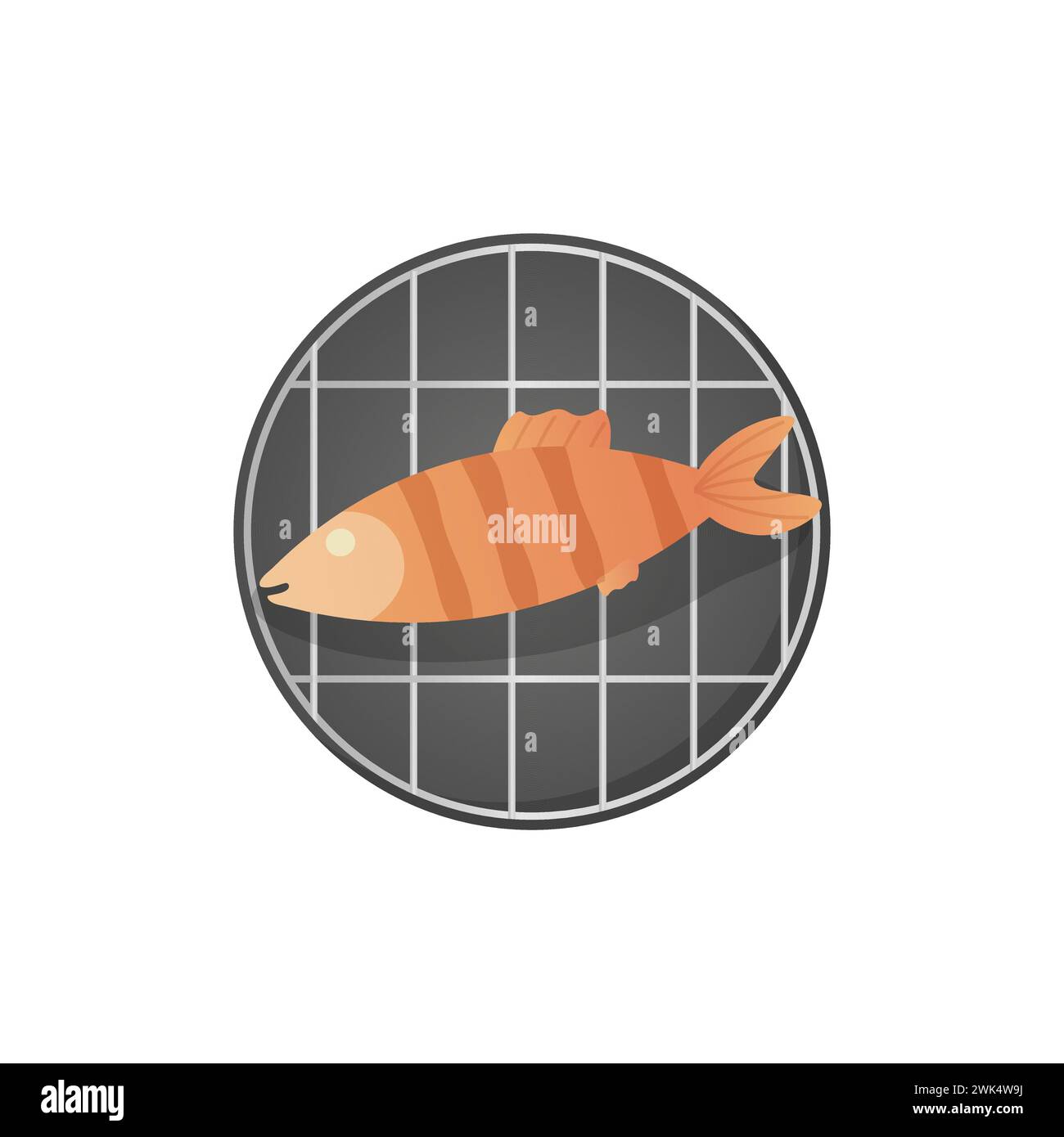 grilled fish , bbq. vector illustration on white background Stock Vector