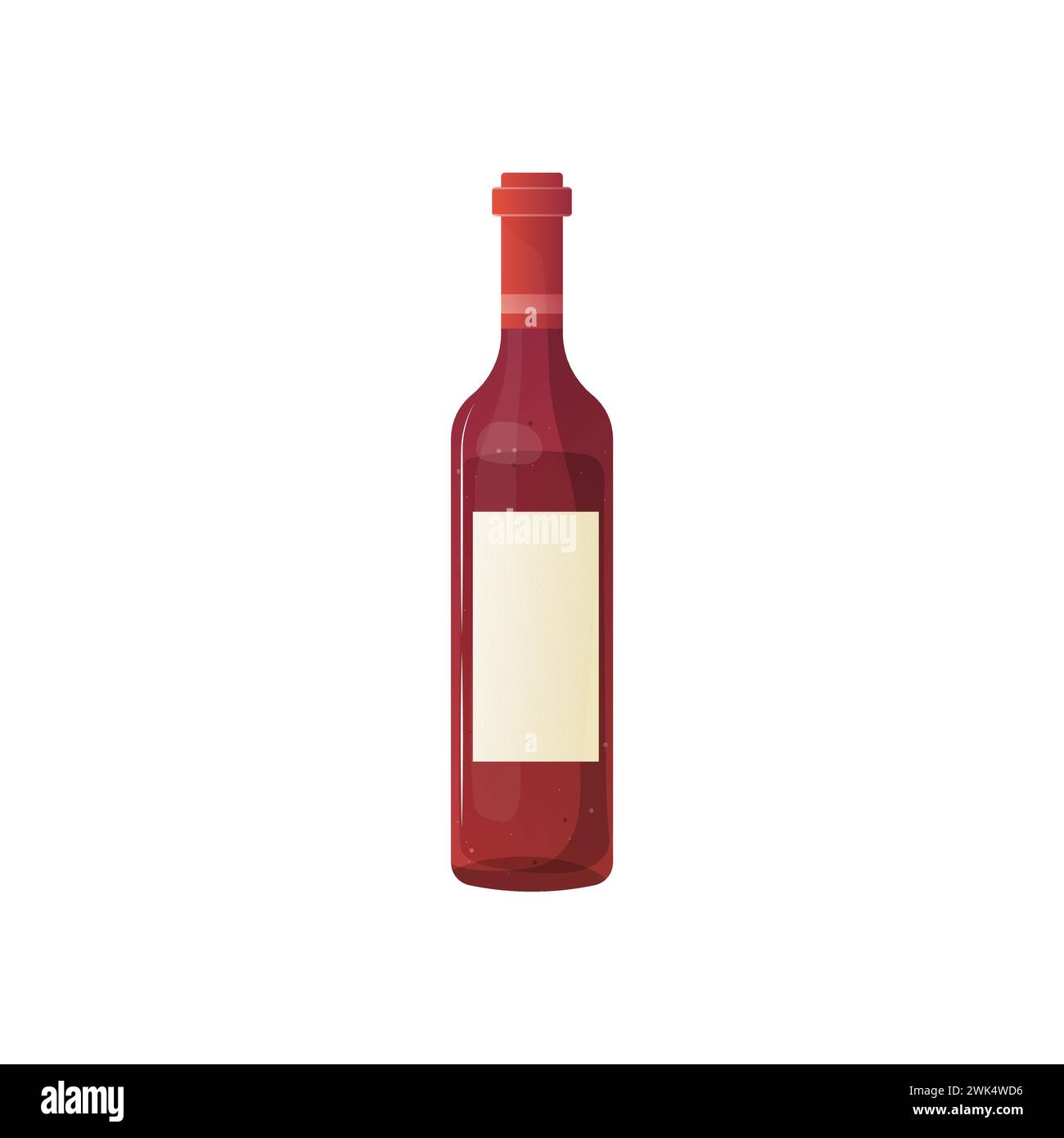 Red bard wine bottle with empty label. illustration on white background Stock Vector