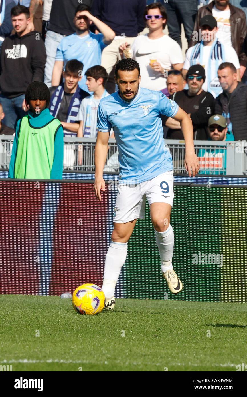 Pedro Rodriguez of Lazio is playing  during Serie A soccer match SS Lazio - Bologna FC Stadio Olimpico  on February 18, 2024 in Rome , Italy. Stock Photo