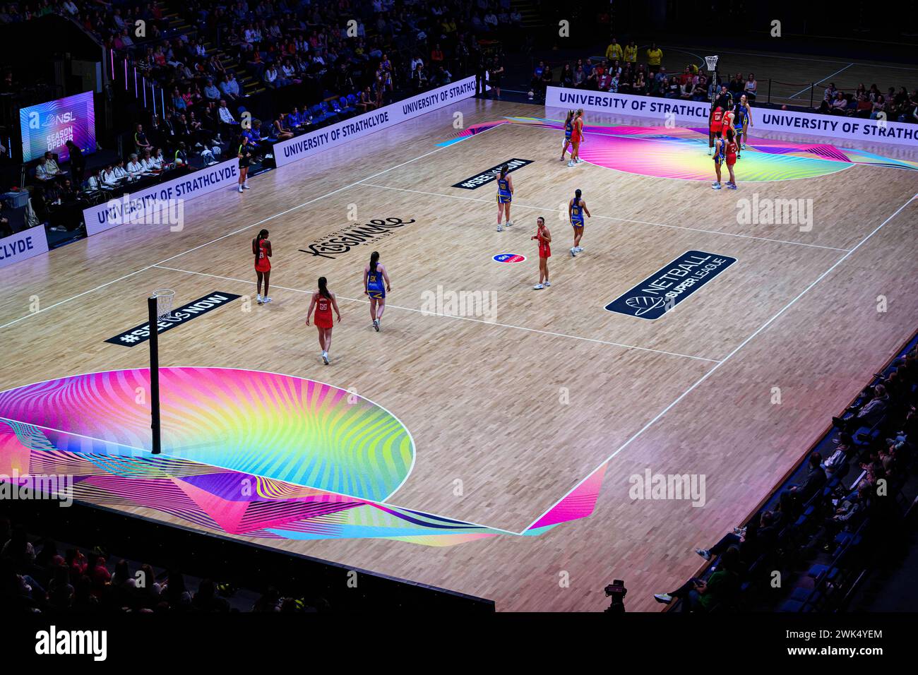 NOTTINGHAM, UNITED KINGDOM. Feb 17, 24. An genera view of the course during the match of  Strathclyde Sirens v Team Bath during Netball Super League Season Opener 2024 at Motorpoint Arena on Saturday, February 17, 2024, NOTTINGHAM, ENGLAND. Credit: Taka G Wu/Alamy Live News Stock Photo