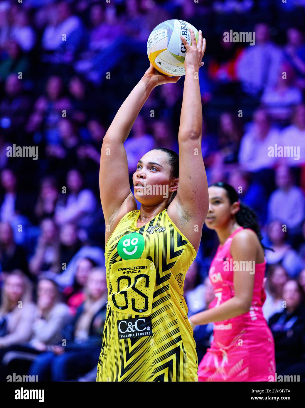 NOTTINGHAM, UNITED KINGDOM. Feb 17, 24. Paige Reed in action during todays match of London Pulse vs Manchester Thunder during Netball Super League Season Opener 2024 at Motorpoint Arena on Saturday, February 17, 2024, NOTTINGHAM, ENGLAND. Credit: Taka G Wu/Alamy Live News Stock Photo