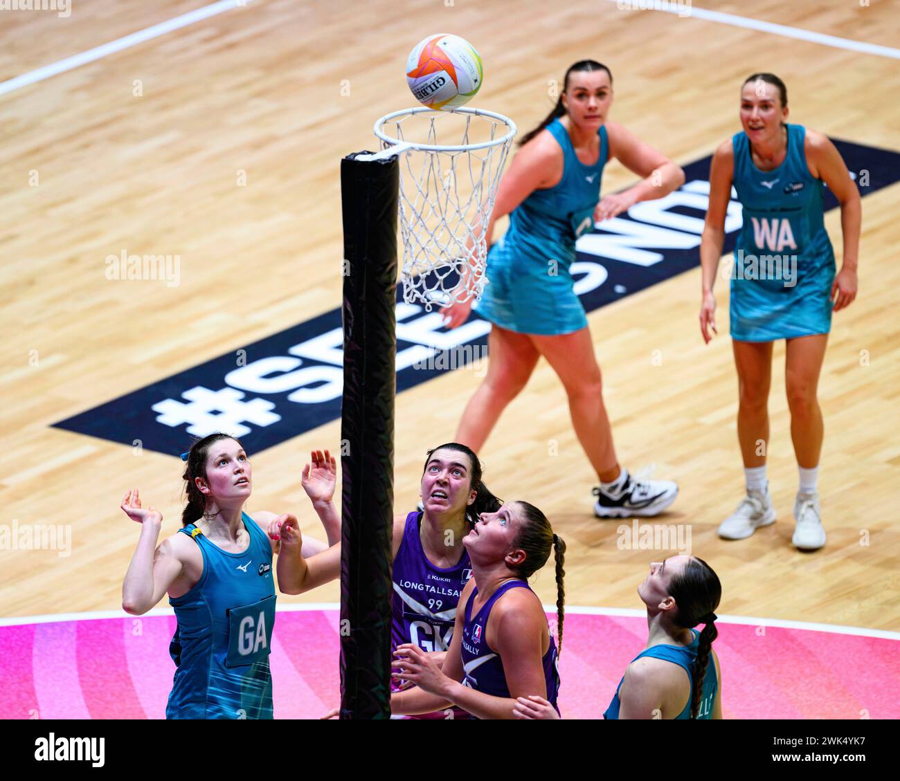 NOTTINGHAM, UNITED KINGDOM. Feb 17, 24. Sophy DrakefordLewis (left) in action during todays