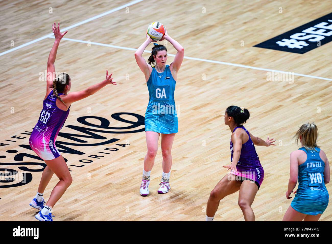 NOTTINGHAM, UNITED KINGDOM. Feb 17, 24. Sophie DrakefordLewis (centre) in action during todays