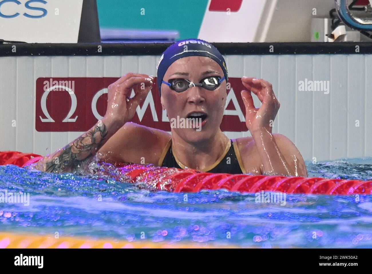 Doha, Qat. 18th Feb, 2024. Sarah Sjostrom from Sweden at World Aquatics