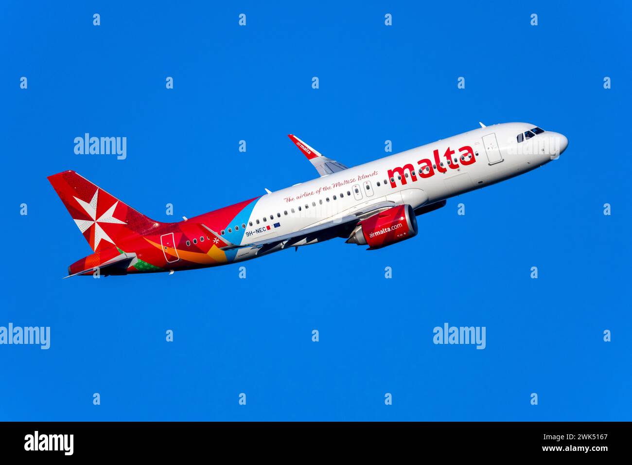 Air Malta Airbus A320251N (REG 9HNEC) climbing out of runway 13 on