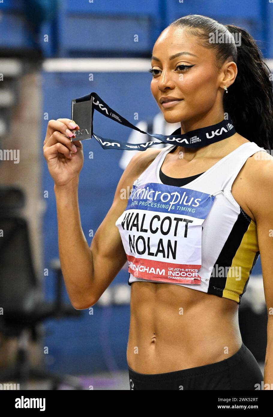 Birmingham, UK. 18th Feb, 2024. WALCOTT NOLAN Revee after finishing 2nd