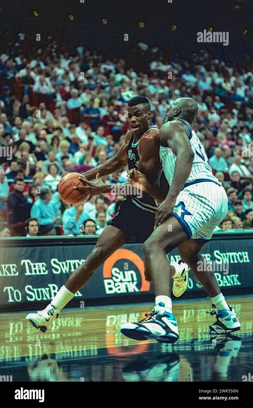 David Robinson, San Antonia Spurs, Shaquille O'Neal, Orlando Magic, 1993 Stock Photo