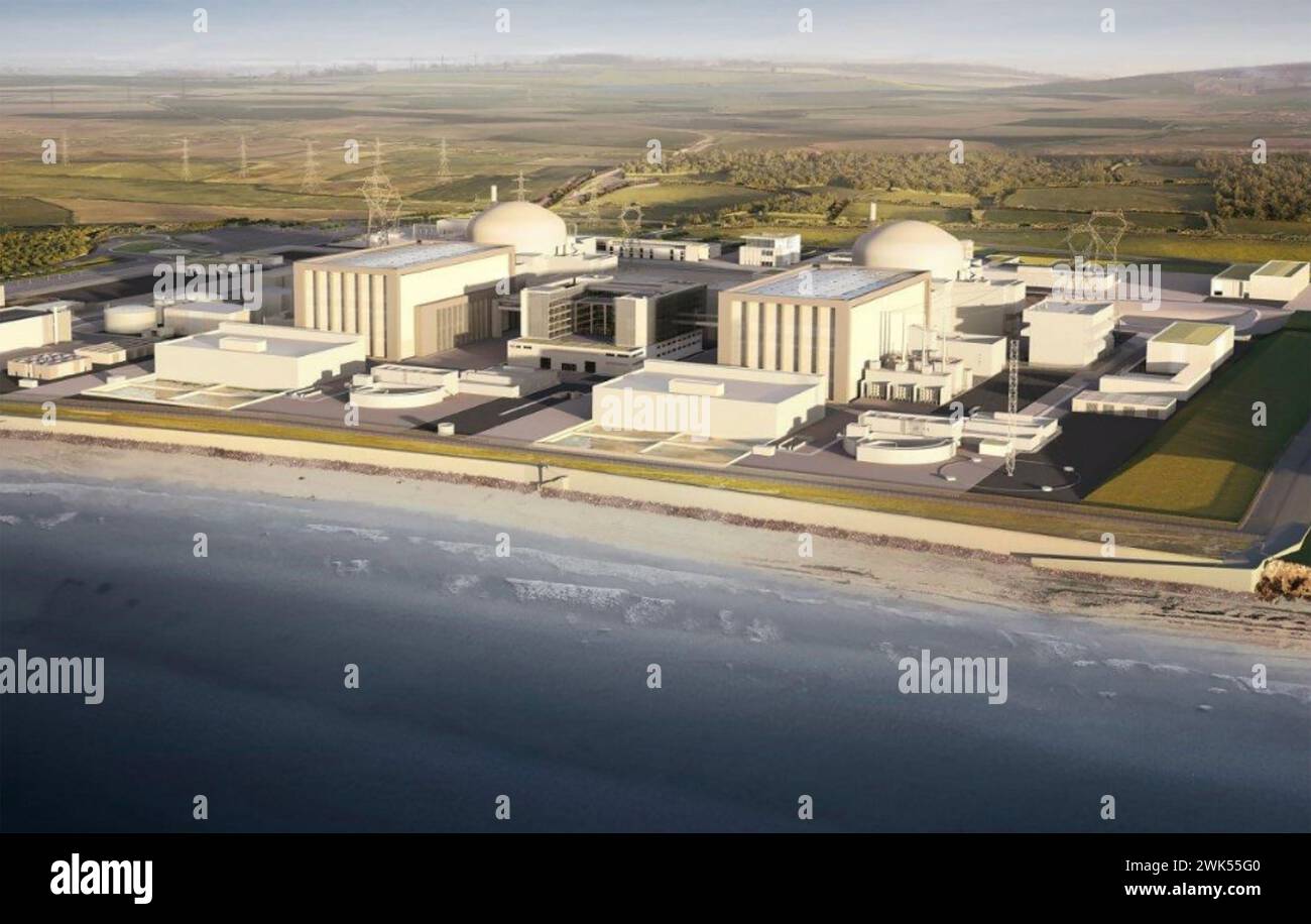 HINKLEY POINT C NUCLEAR POWER STATION, Somerset, England, in a 3D model. Photo: www.gov.uk Stock Photo