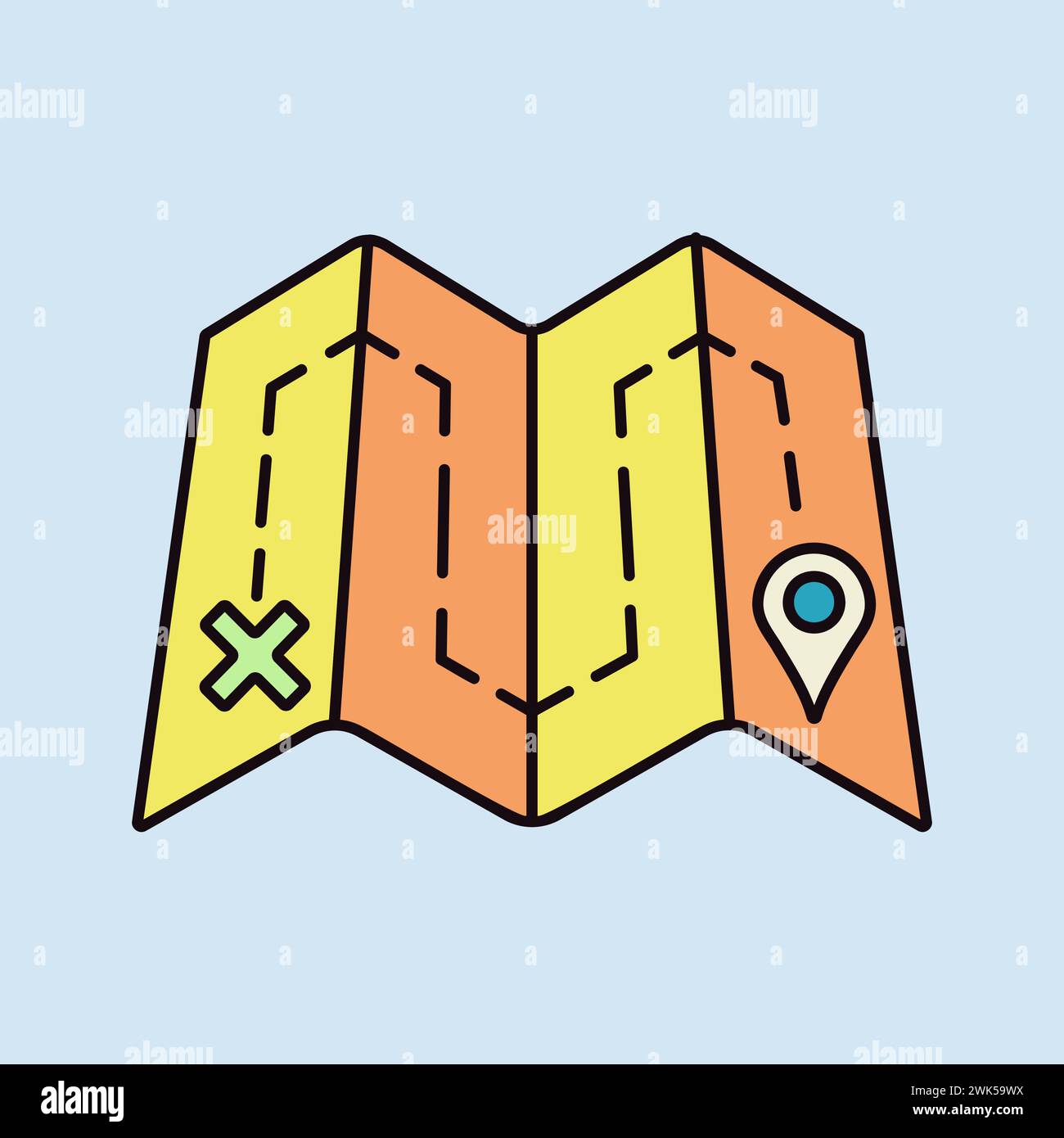 Map with route vector isolated icon. Navigation sign. Graph symbol for ...