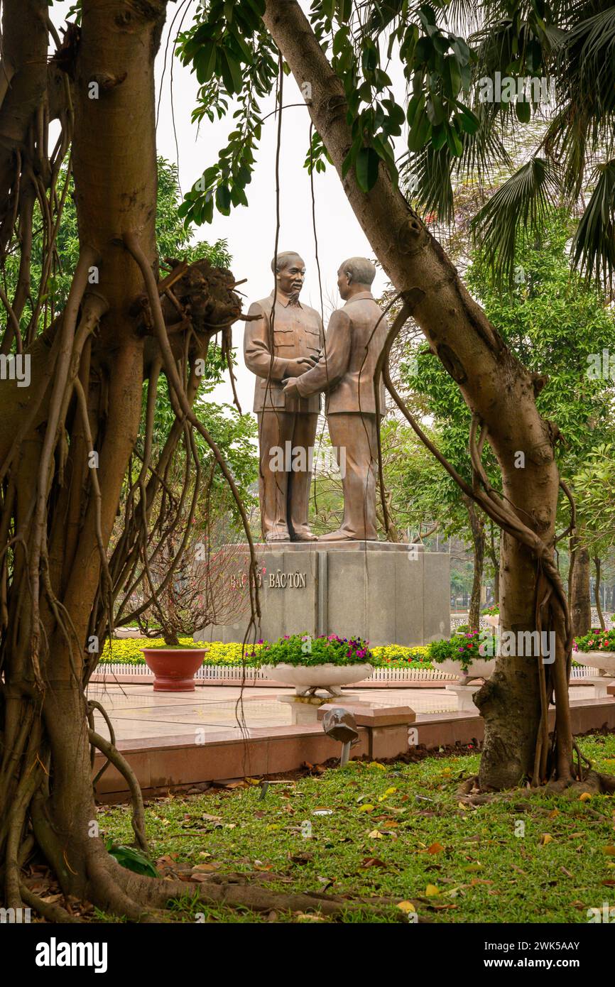 The bac ho bac ton statue in thong nhat park hanoi vietnam stock