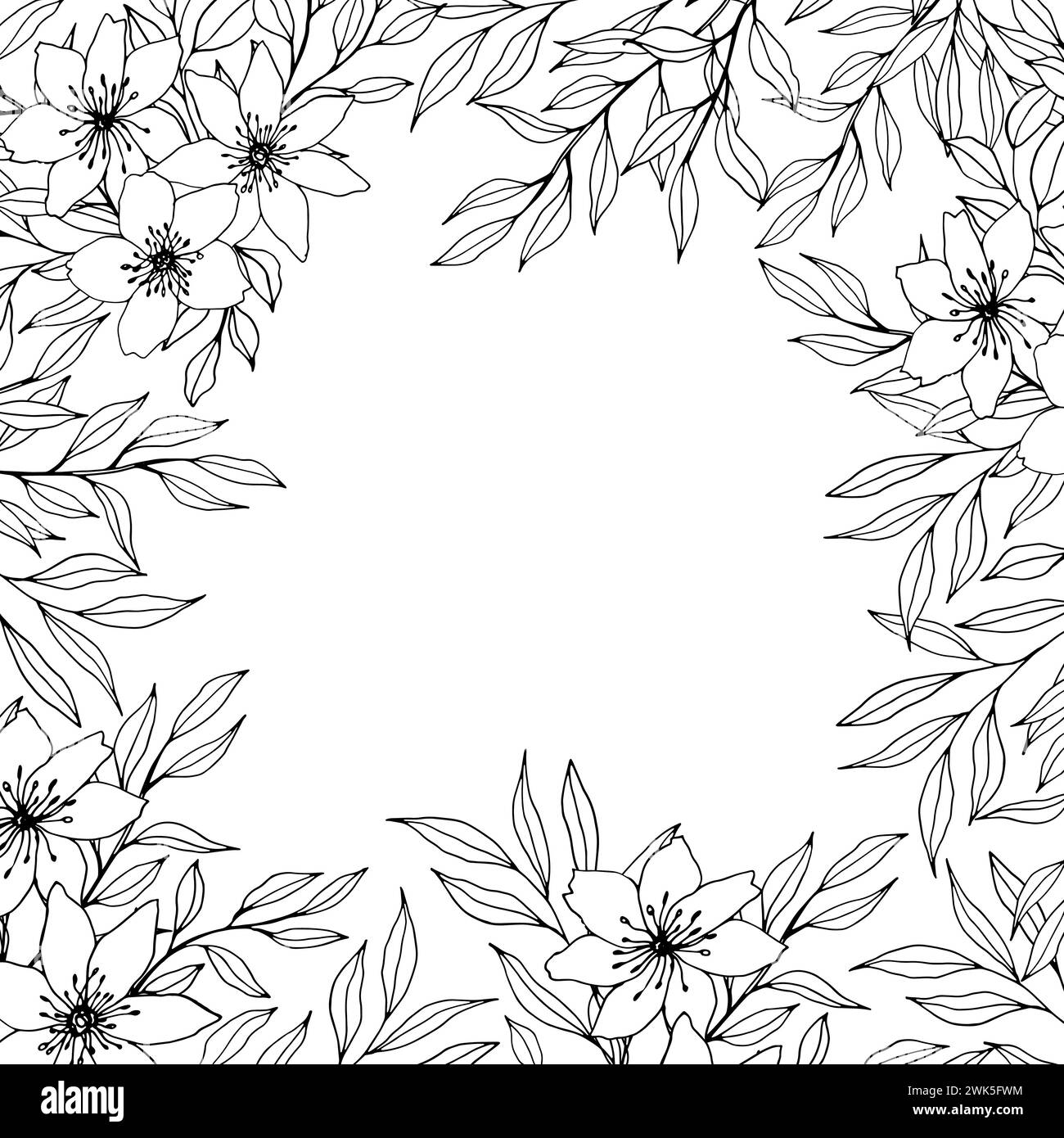 Square flower frame Black and White Stock Photos & Images - Page 2