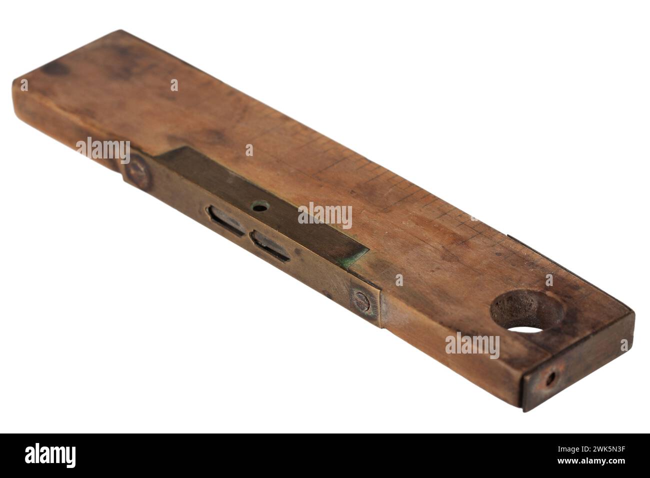 Antique carpenter's boxwood 8 inch ruler with spirit level from 19th ...