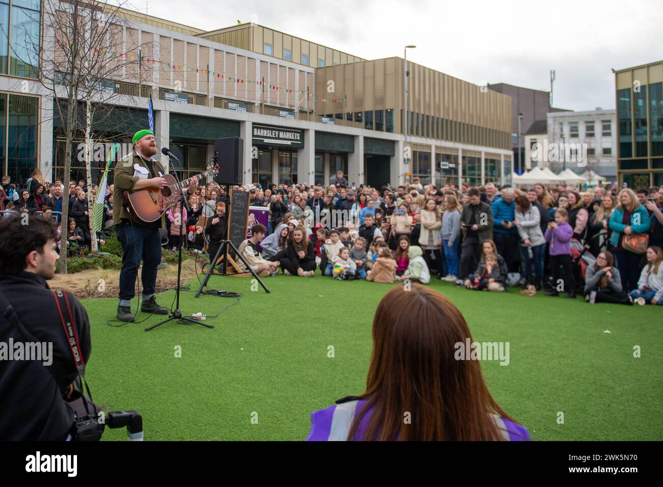 Singer Tom Walker plays 2 free gigs in Barnsley Town Centre before embarking on his UK Tour. He played the gigs in response to a facebook poll. Stock Photo