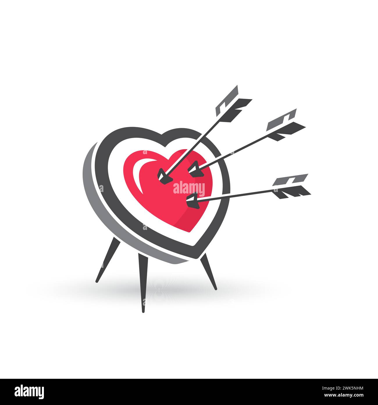 Heart shaped Target Hit By Arrows Vector Illustration Concept Of heart-shaped-target-hit-by-arrows-vector-illustration-concept-of
