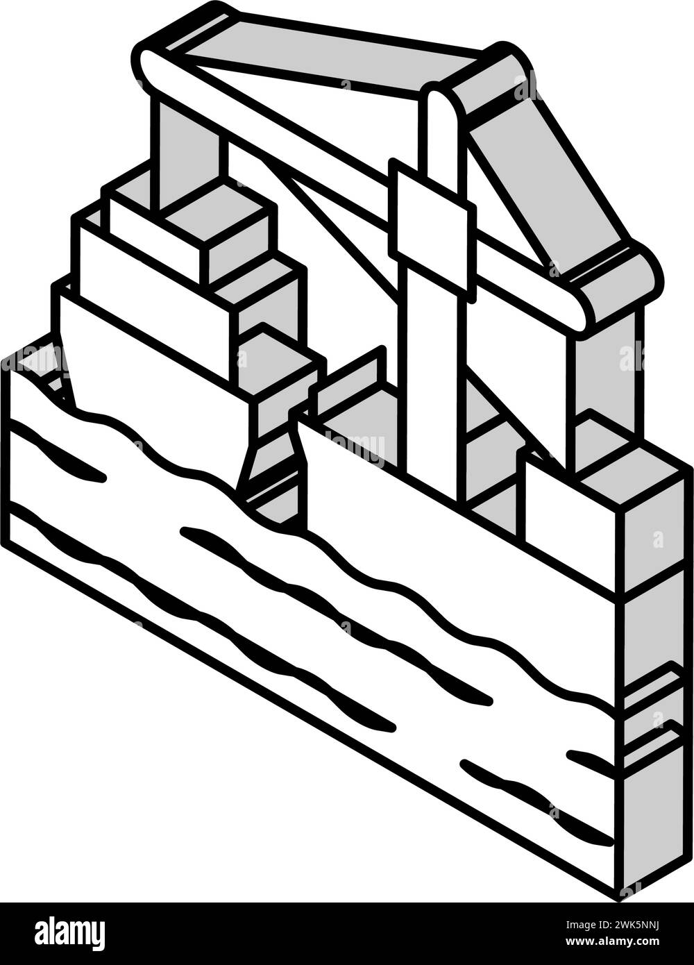 crane loader port machine isometric icon vector illustration Stock ...
