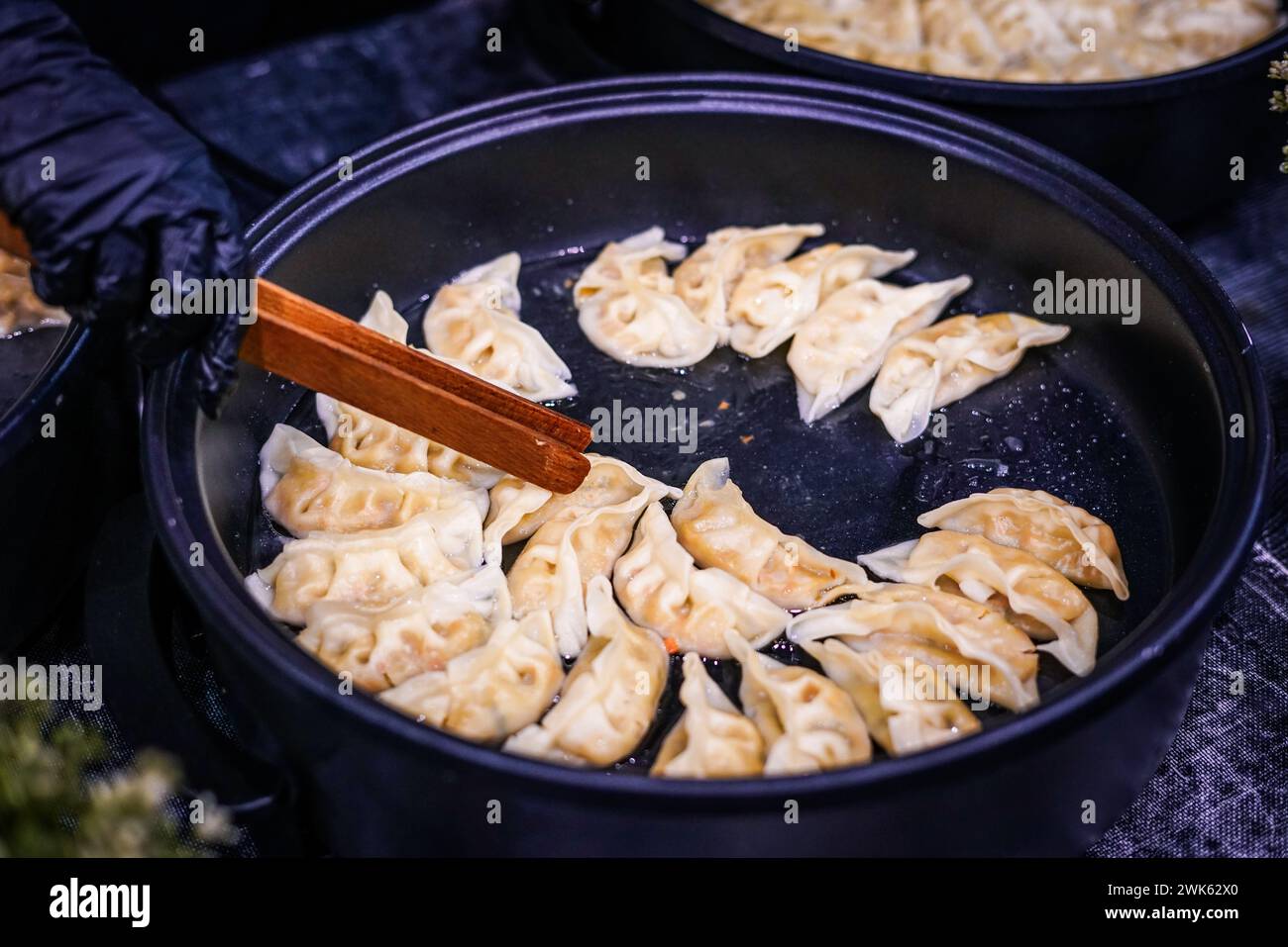 Gyoza dumplings. Japanese cuisine. Close up. Stock Photo