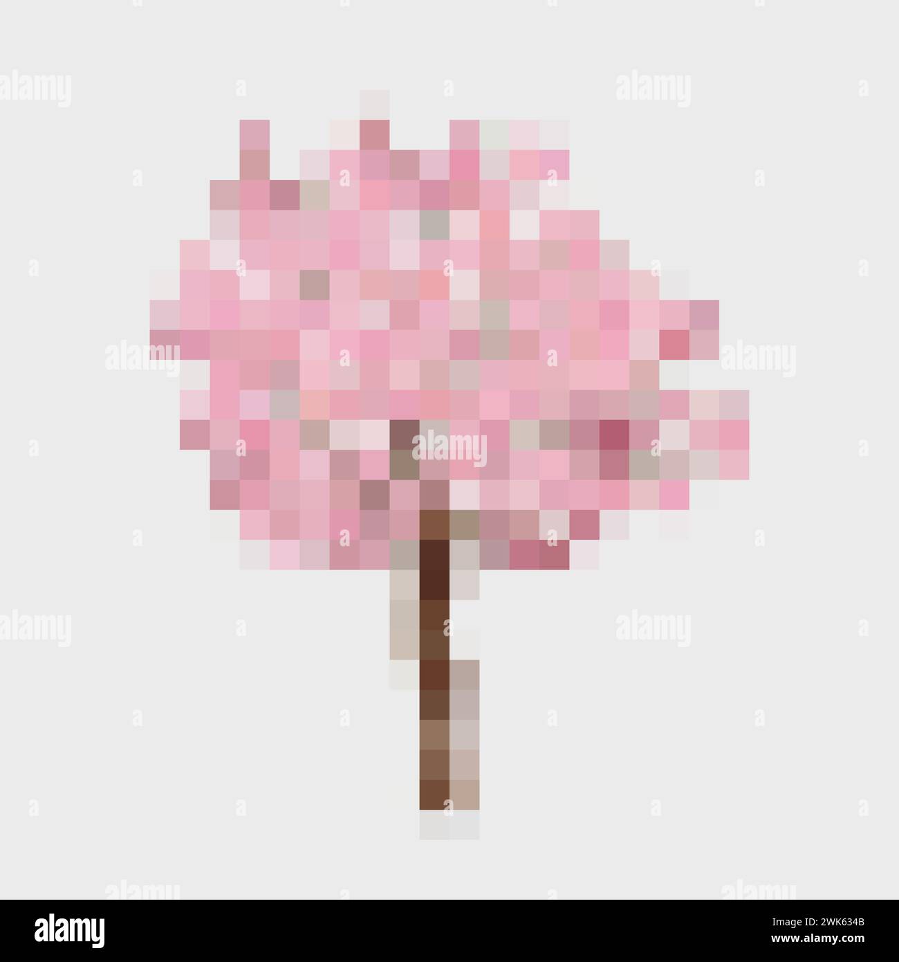 Realistic sakura tree. Blossom cherry in spring garden, branch pink flowers and leaves japanese nature flora, blooming twig sakuras trunk trees, floral vector illustration of blossom sakura cherry Stock Vector