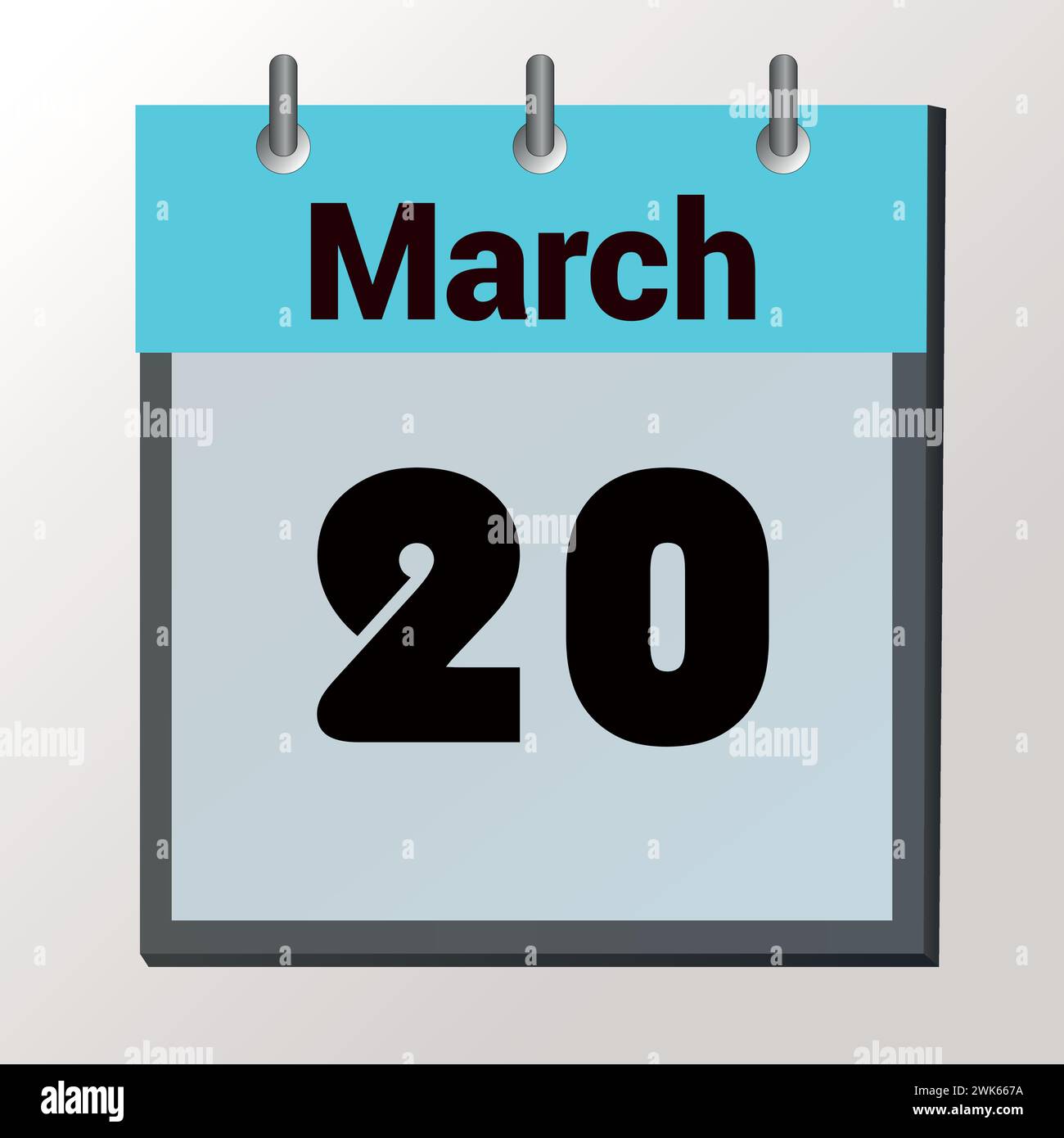 day on the calendar, vector image format, March 20 Stock Vector Image