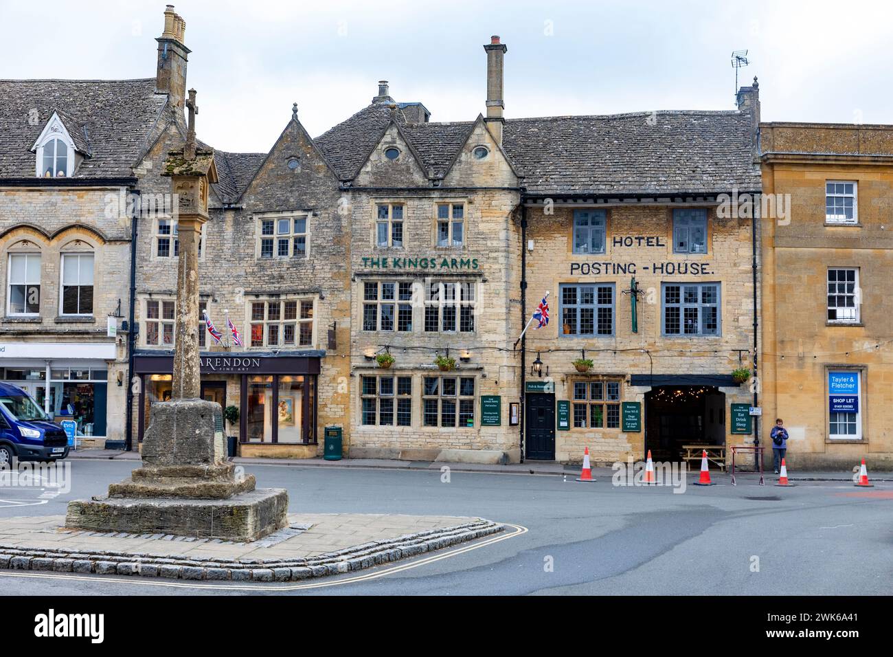 Stow on the Wold town centre, English cotswolds in 2023, United Kingdom. Stock Photo