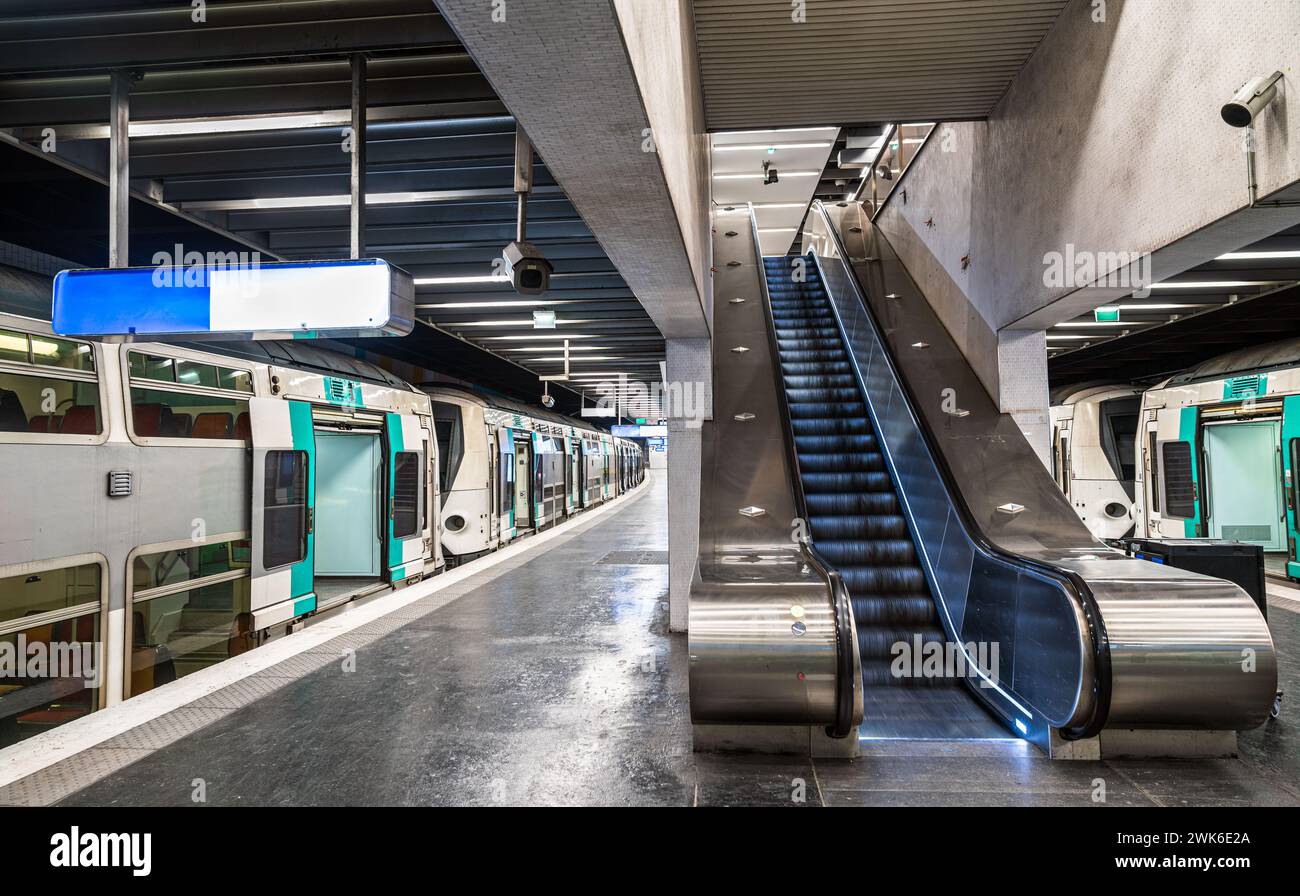 Subway station of RER Saint-Germain-en-Laye near Paris in Ile de France Stock Photo