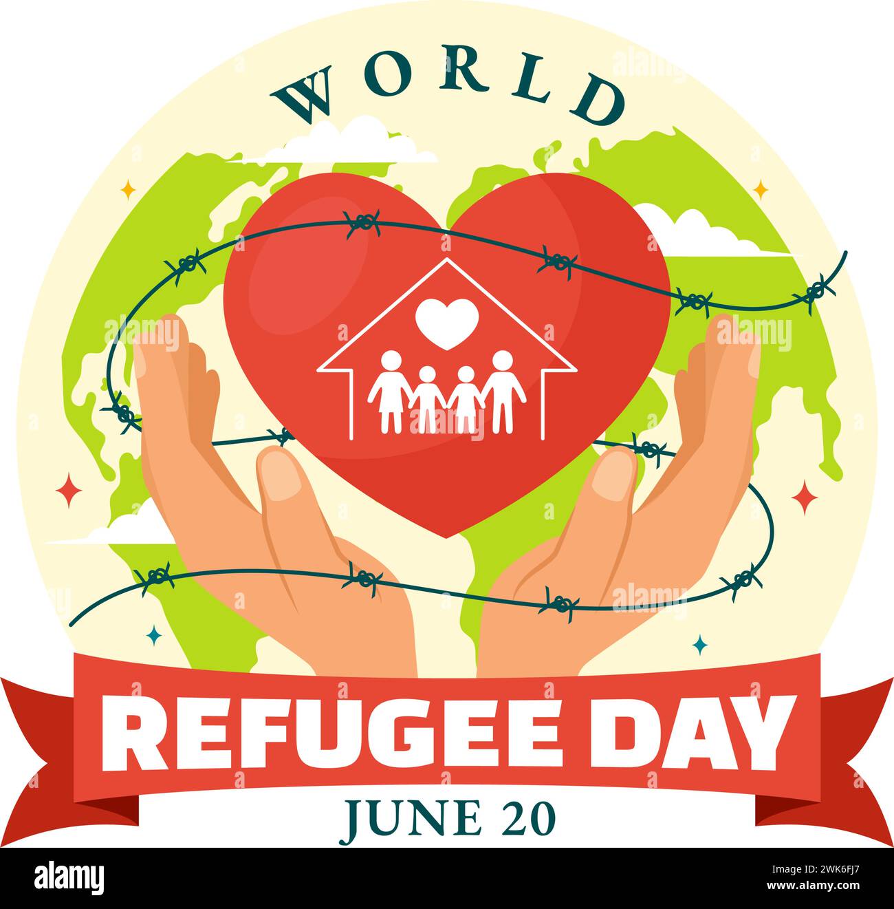 World Refugee Day Vector Illustration on 20 June of Immigration Family ...
