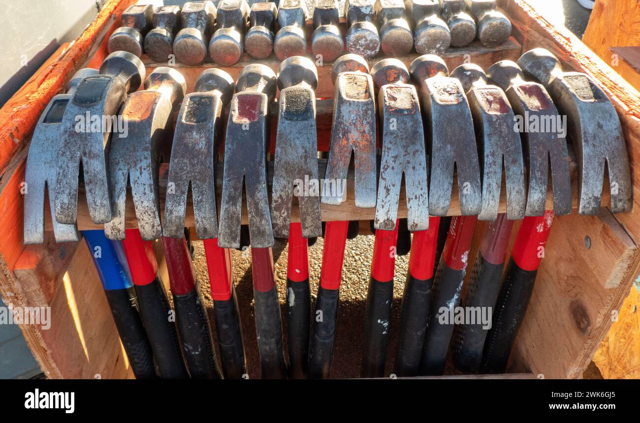 Tools and equipment at a Habitat for Humanity work site. Raleigh, North