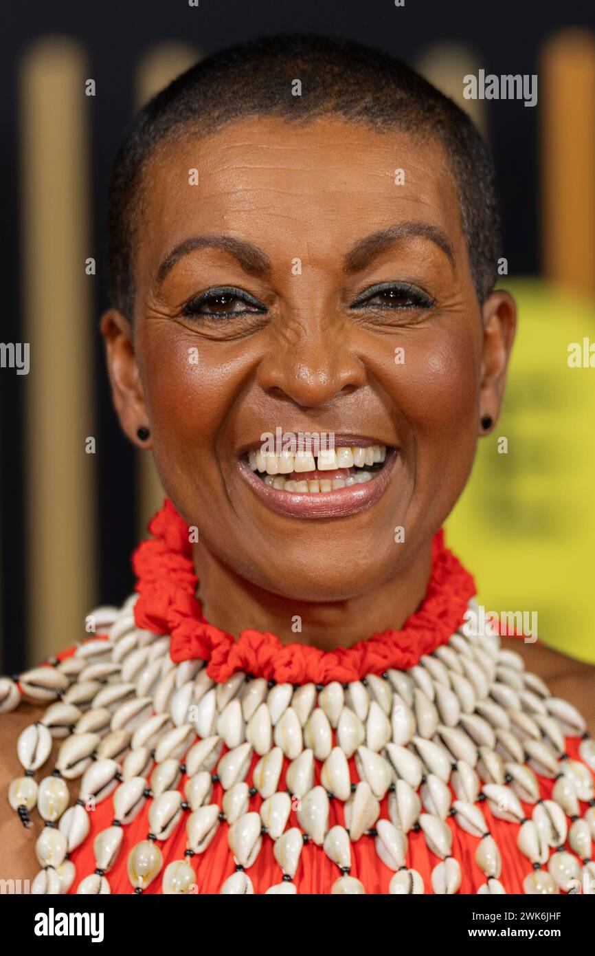 Adjoa Andoh poses for photographers upon arrival at the 77th British