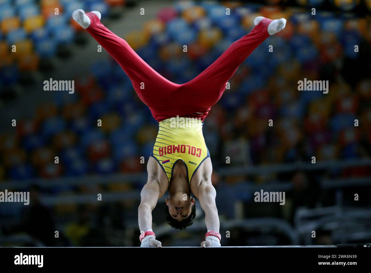 Cairo, Egypt. 18th Feb, 2024. Angel Barajas of Colombia competes during