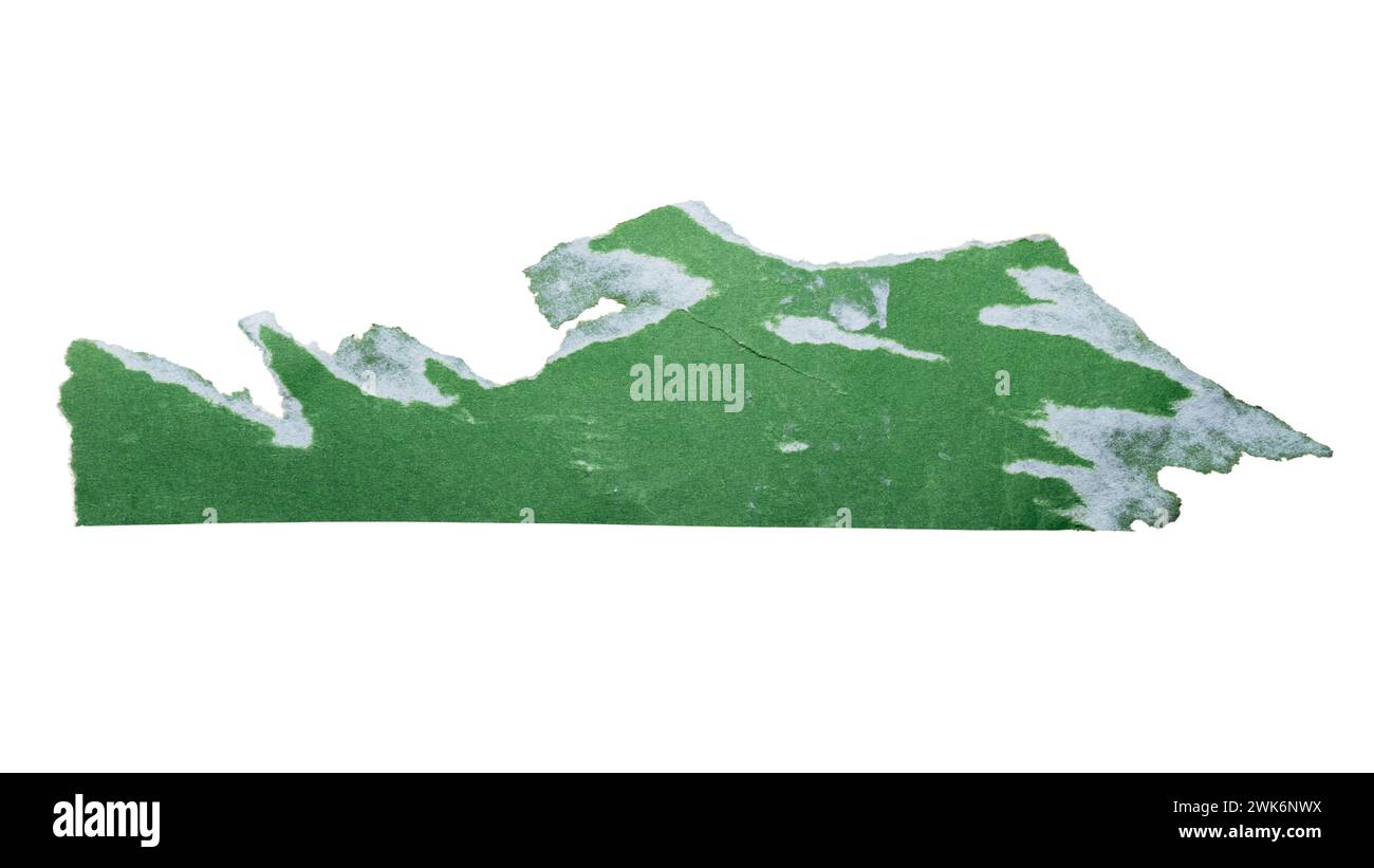 Ripped green color paper on white background with clipping path Stock Photo