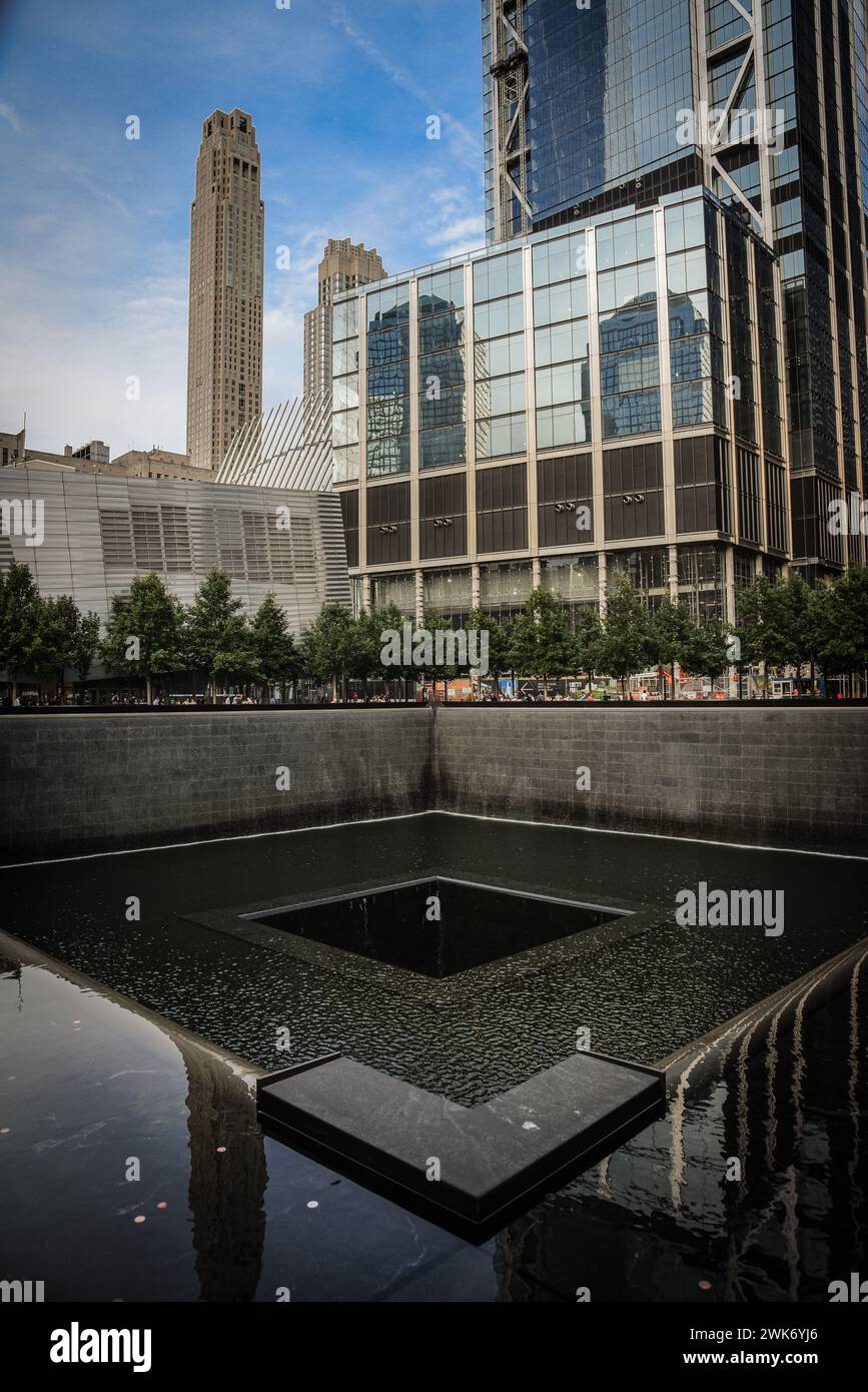 The North Tower Pool of the National September 11 Memorial  Museum - Manhattan, New York City Stock Photo