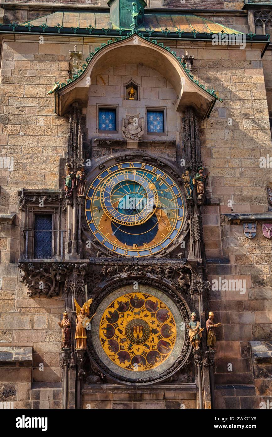 Famous medieval astronomical clock attached to the Old Town Hall Tower
