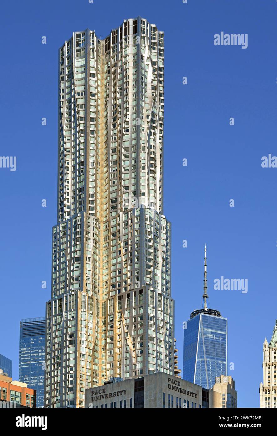 Park Place Tower skyscraper, in the background One World Trade Centre, Manhattan, New York City, New York, USA Stock Photo