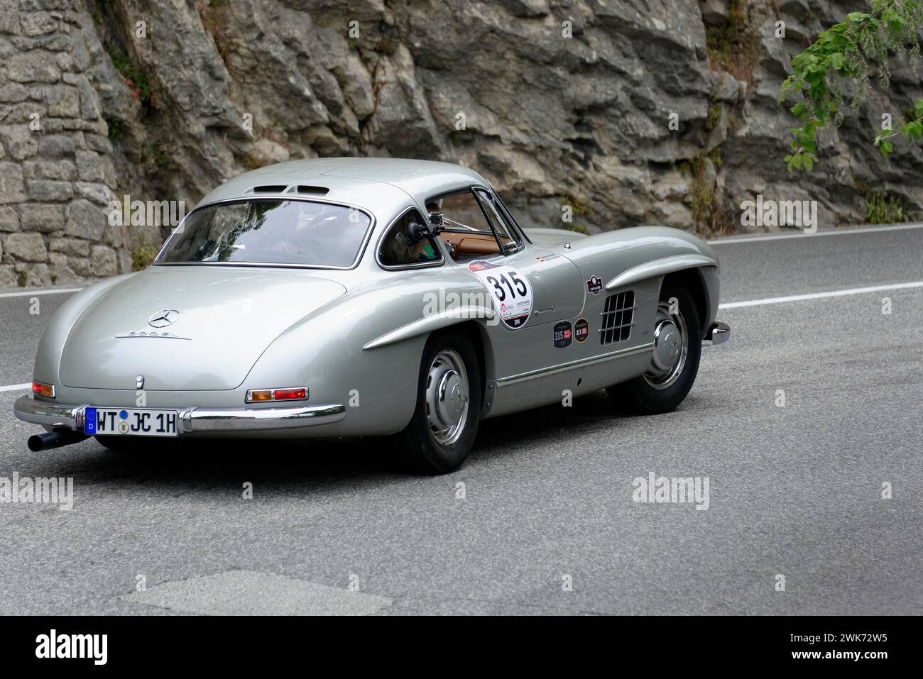 Mille Miglia 2014 or 1000 Miglia, No. 315, Mercedes-Benz 300 SL W 198, model year 1954, classic car race, San Marino, Italy Stock Photo