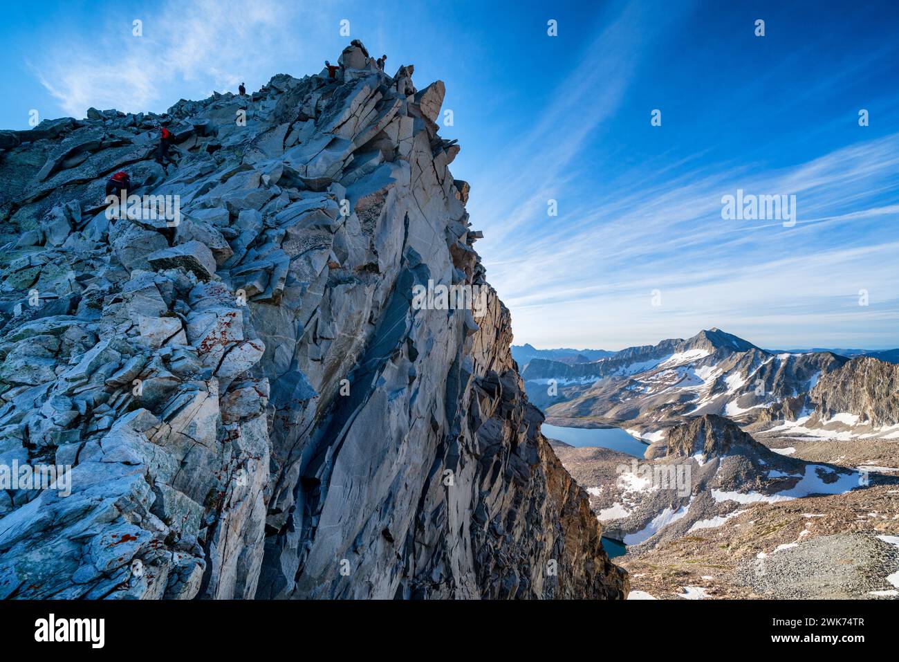 Views while mountain climbing on Capitol Peak mountain, Colorado, USA Stock Photo