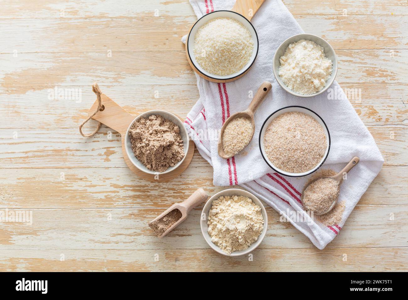 Assortment of various gluten free flour, without carbohydrate (almond