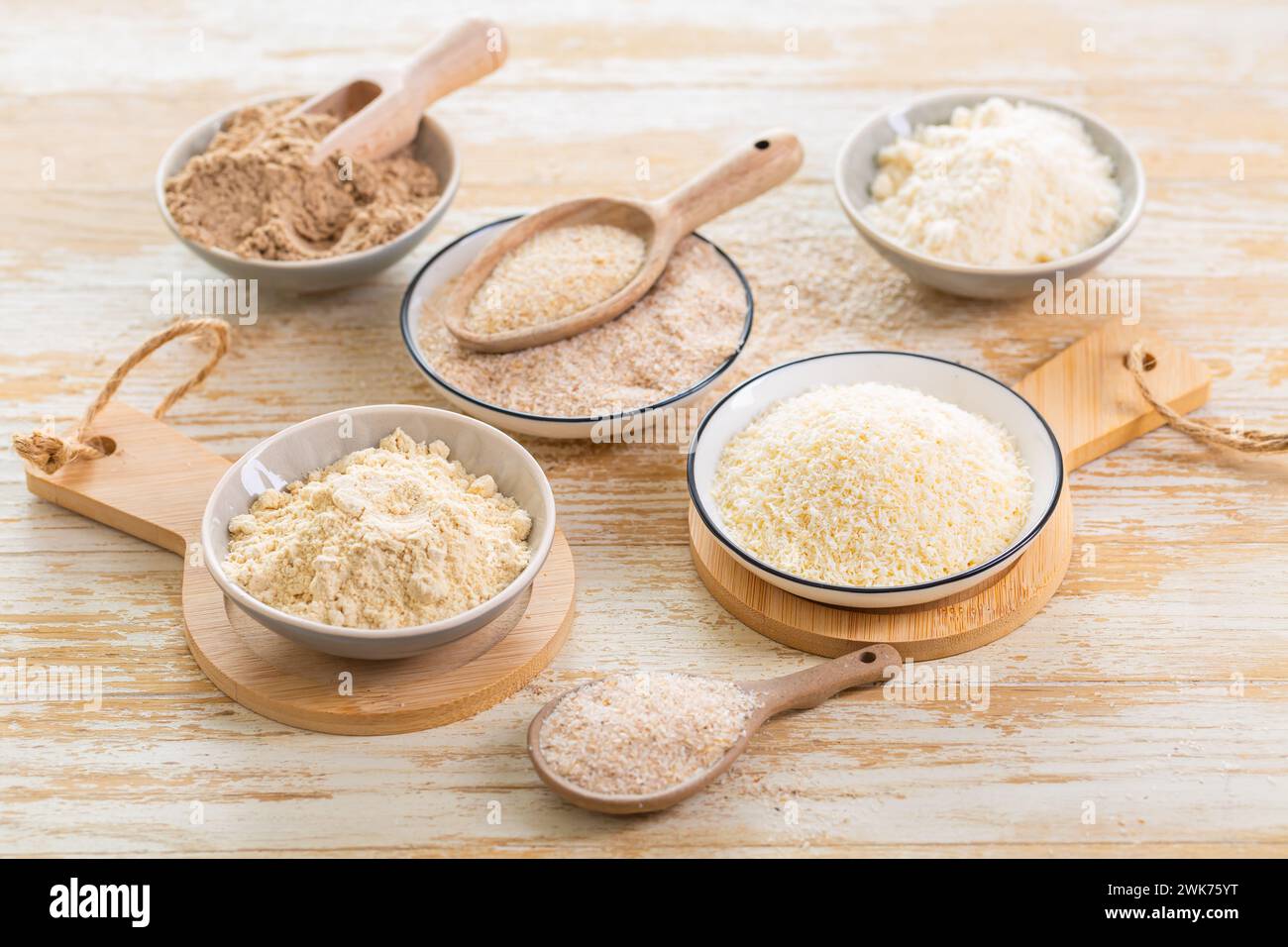 Assortment of various gluten free flour, without carbohydrate (almond