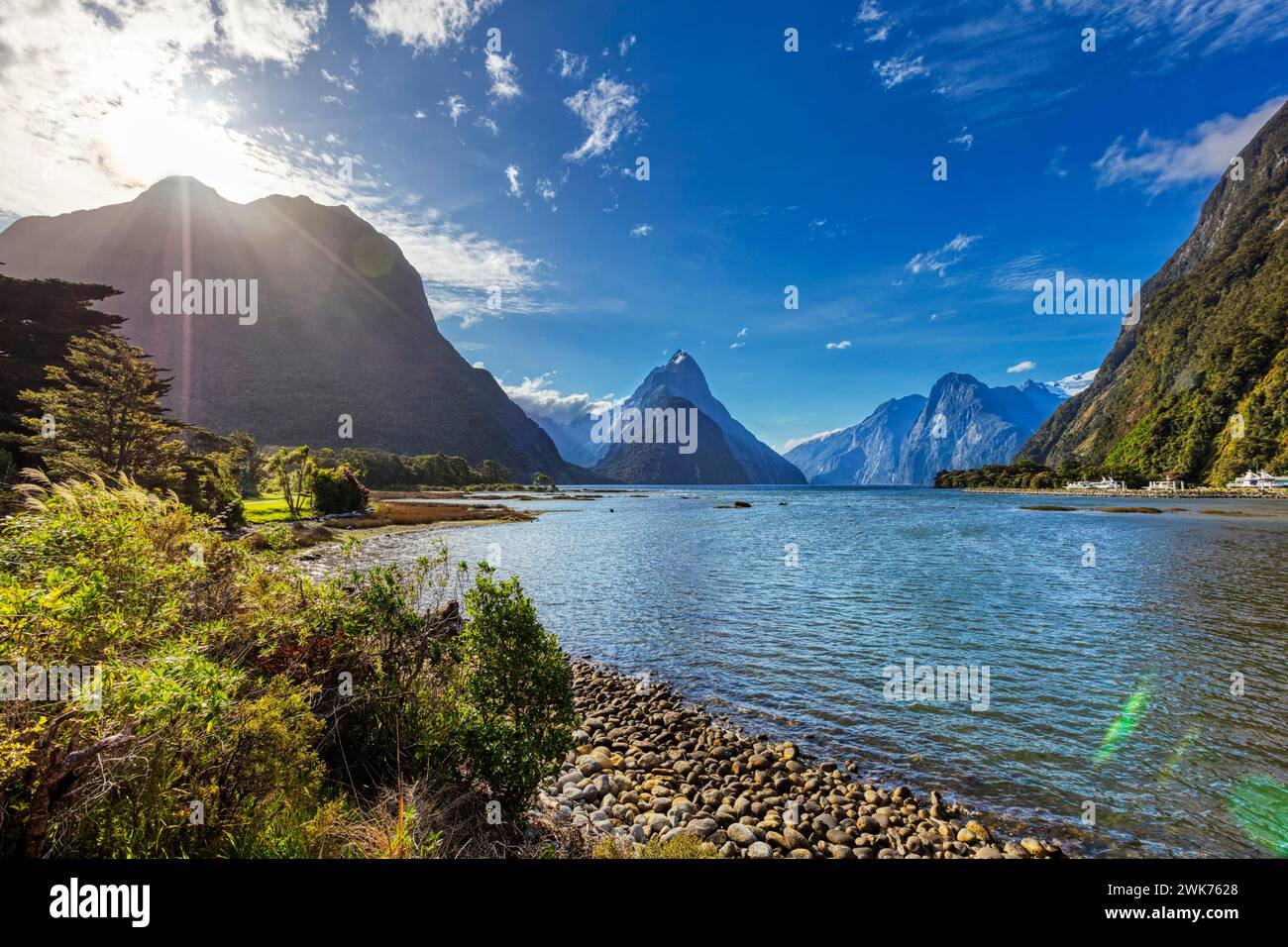 Milford Sound, Fiordland-Nationalpark, Neuseeland Stock Photo