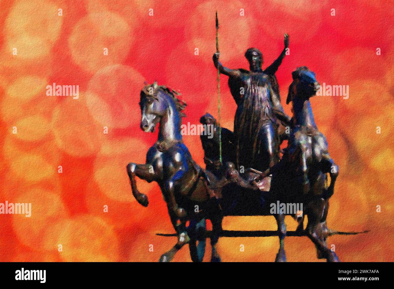 Statue of Queen Boadicea with spear and chariot, Westminster Bridge, Westminster, London, England. Stock Photo