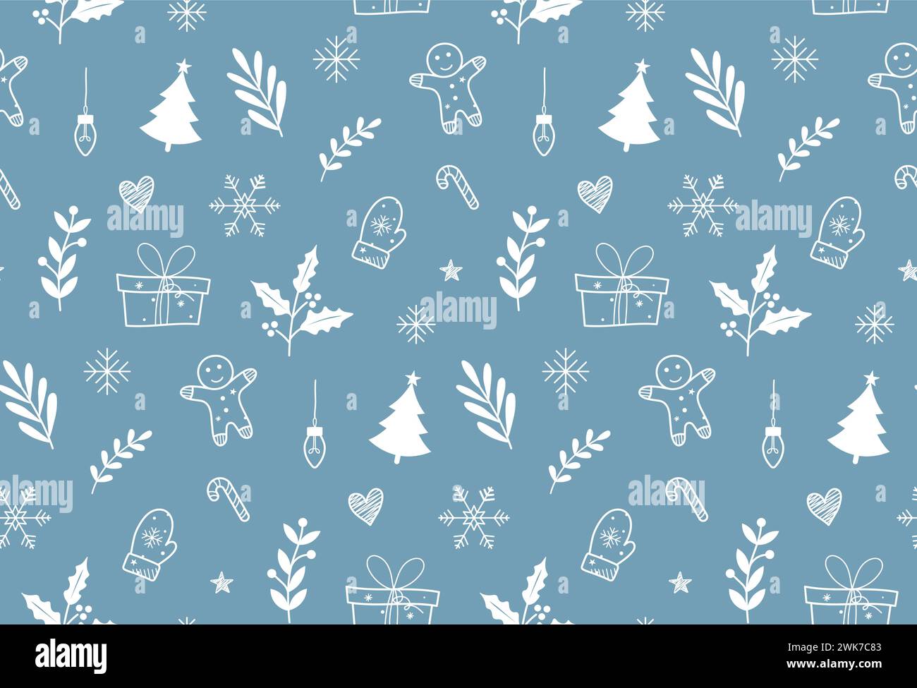 Winter Christmas seamless pattern hand drawn and detailed. Winter pattern. Christmas tree pattern Stock Vector