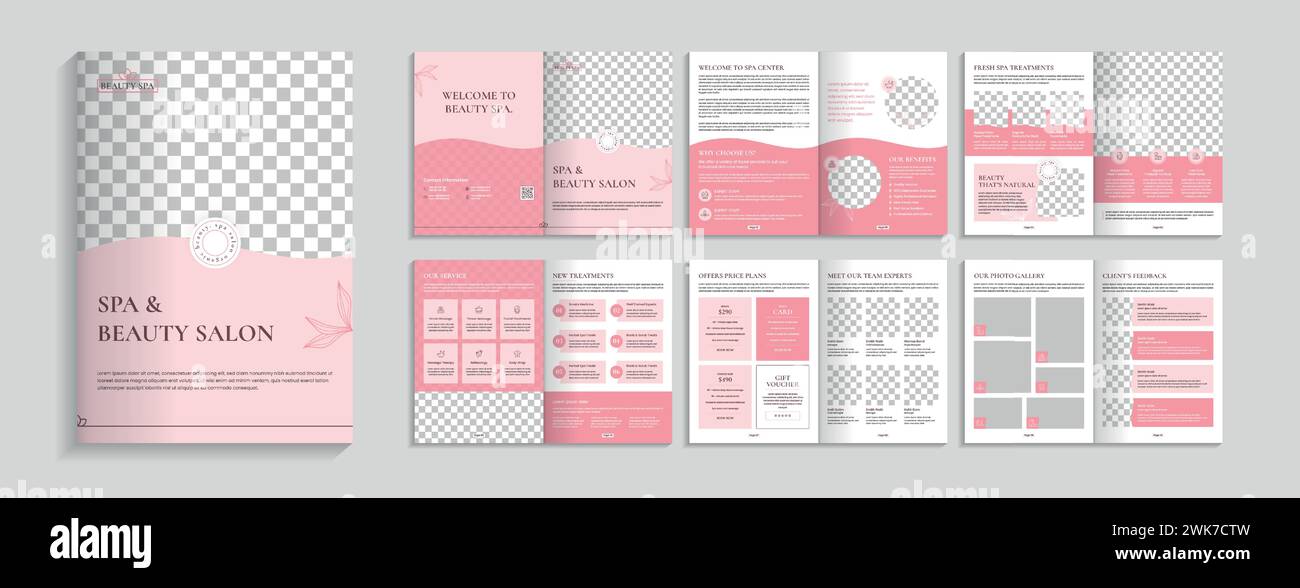 Spa and Beauty Salon brochure design layout Stock Vector