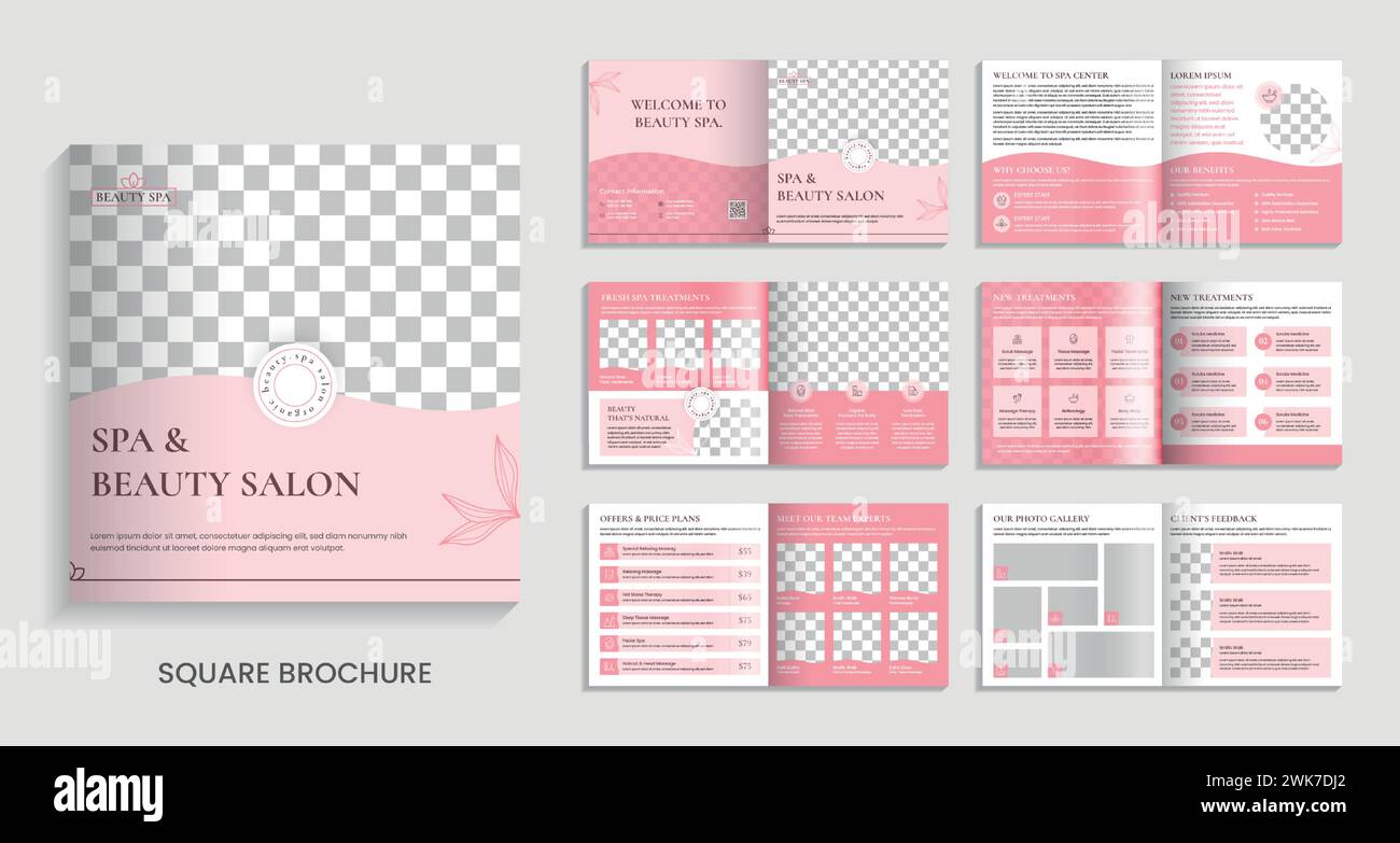 beauty salon and spa square brochure template design Stock Vector