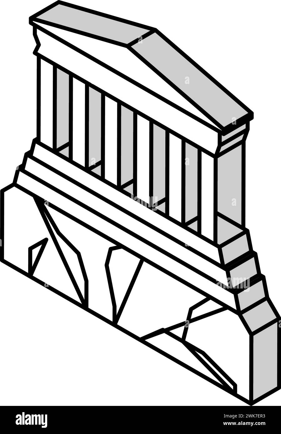 acropolis ancient greece architecture building isometric icon vector ...