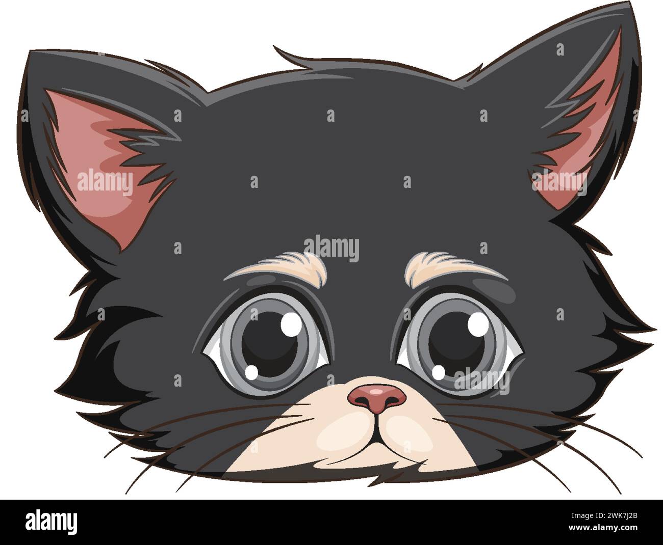 Vector graphic of a cute black and white kitten Stock Vector